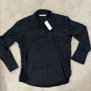 NWT Abercrombie Silk Black Button-Up Shirt